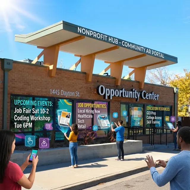 Community members using an augmented reality business and resource portal