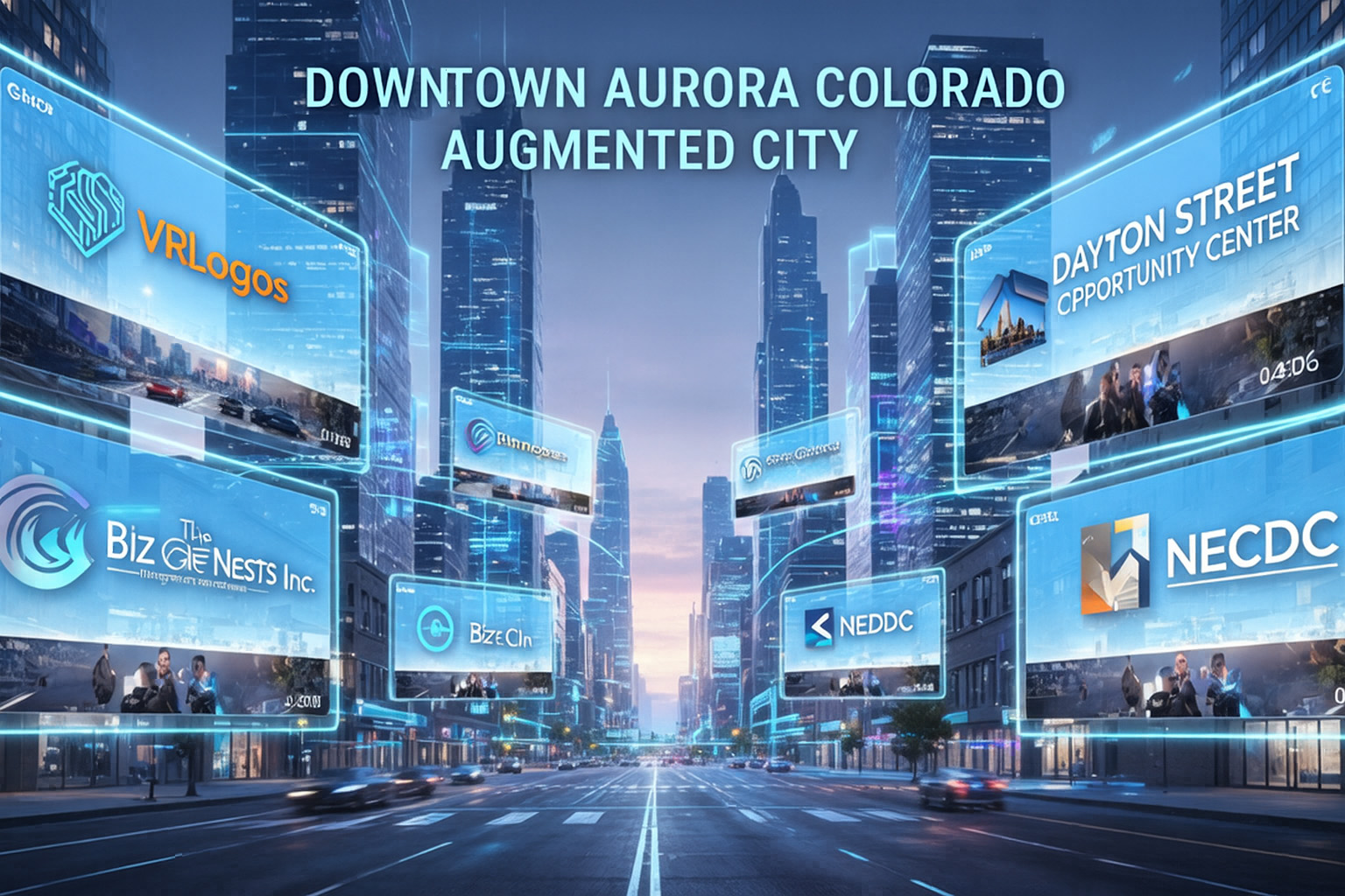 Downtown Aurora augmented reality city concept